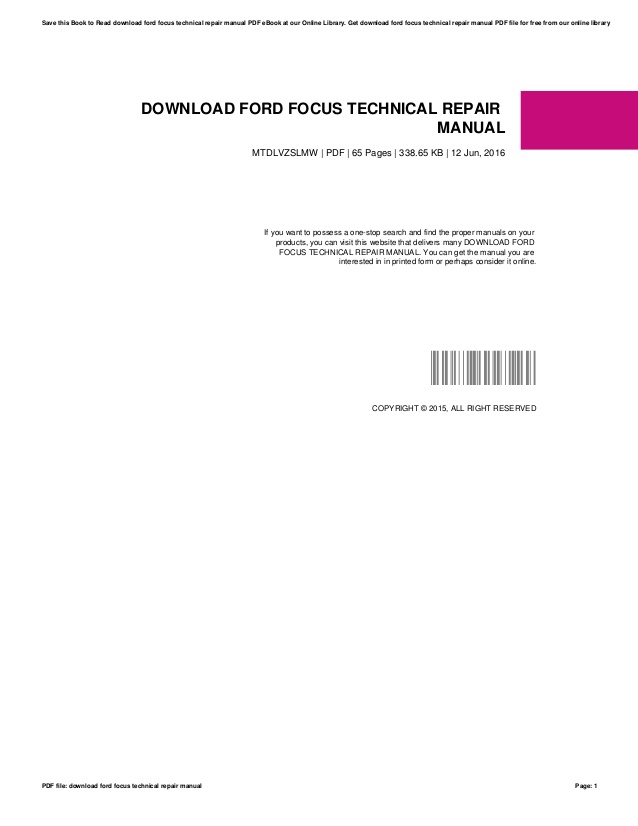 2000 ford focus repair manual download